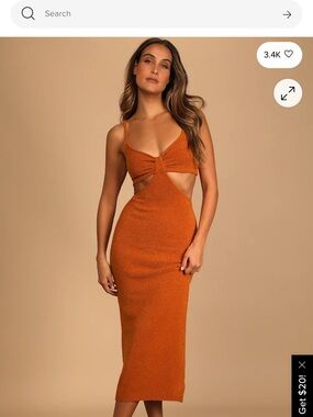 The Way I Feel Tan Cutout Midi Sweater Dress in Rust